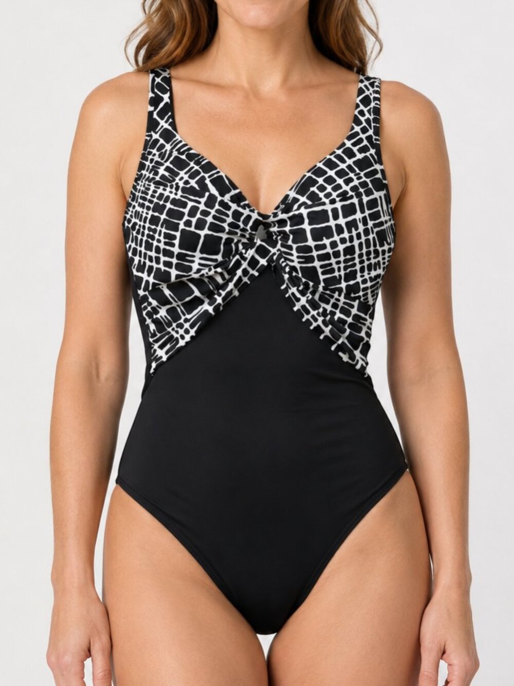 Miraclesuit One Piece Swimsuit Black White Size 12
